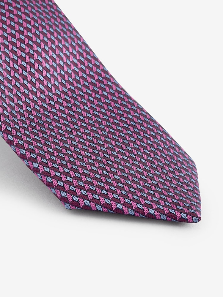 Magenta Pink Geometric Pattern Tie - Image 2 of 3 Magenta Pink Geometric Pattern Tie - Image 2 of 3