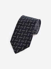 Navy Blue Silk Textured Tie - Image 2 of 4