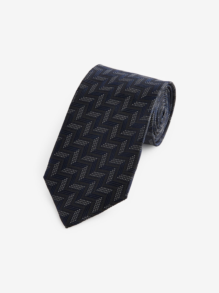 Navy Blue Silk Textured Tie - Image 2 of 4