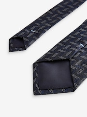Navy Blue Silk Textured Tie - Image 4 of 4