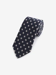 Navy Blue Polka Dot Silk Design Tie - Image 1 of 3