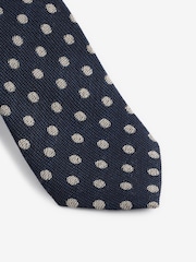 Navy Blue Polka Dot Silk Design Tie - Image 2 of 3