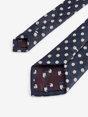 Navy Blue Polka Dot Silk Design Tie - Image 3 of 3