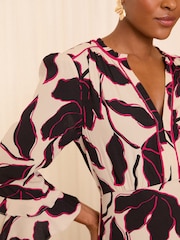 Love & Roses Floral Keyhole Tipped 3/4 Sleeve Midi Dress - Image 2 of 4
