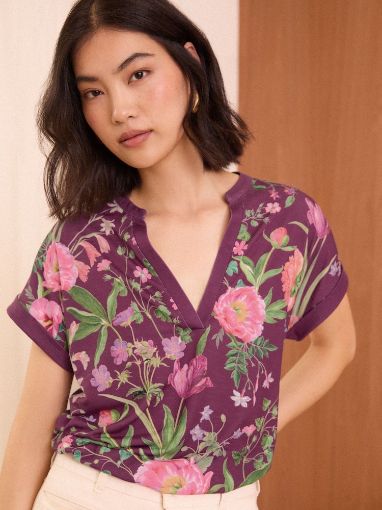 Love & Roses Kurzarm-T-Shirt aus Jersey mit V-Ausschnitt - Bild 1 von 4