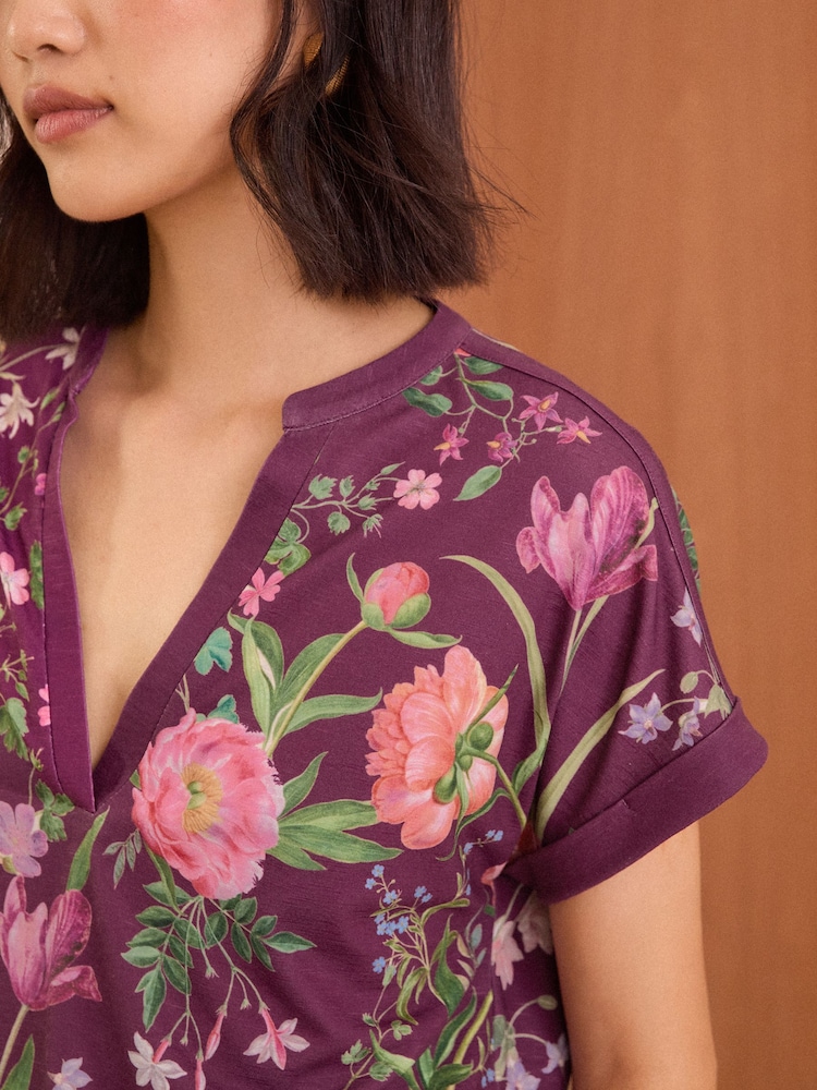 Love & Roses Kurzarm-T-Shirt aus Jersey mit V-Ausschnitt - Bild 2 von 4