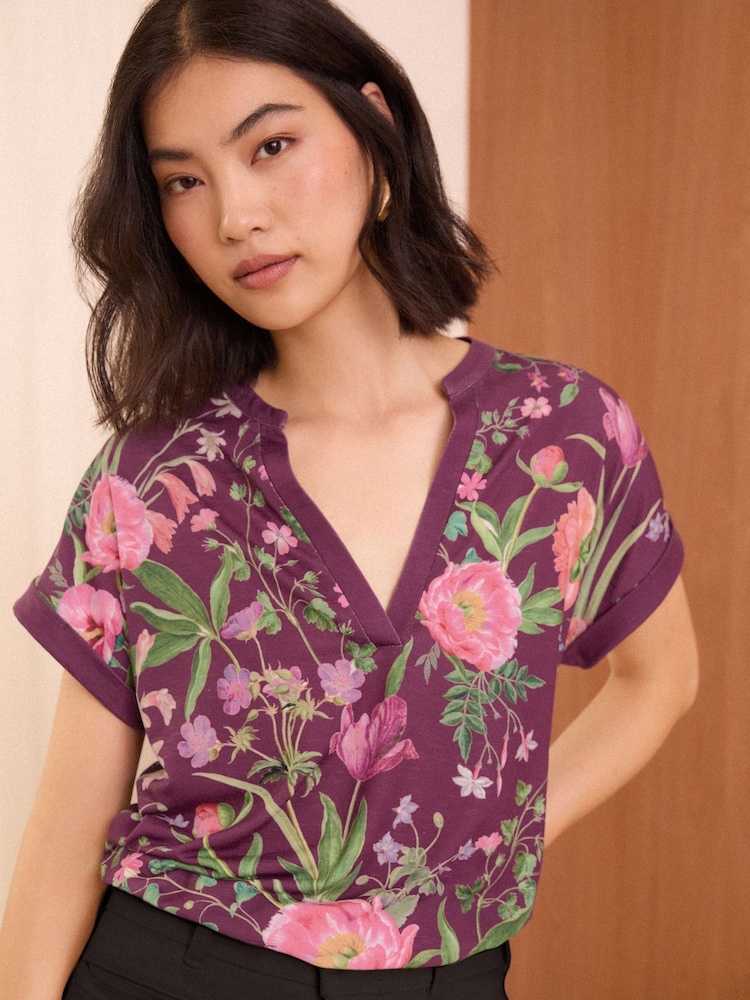 Love & Roses Red Jersey V Neck Shortss Sleeve T-Shirt - Image 1 of 3