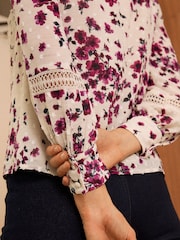 Love & Roses Floral Printed Dobby Lace Trim Blouse - Image 3 of 4