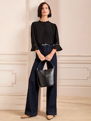 Love & Roses Scallop Pintuck Flute Sleeve Blouse - Image 3 of 4