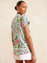 Love & Roses Blue Jersey V Neck Short Sleeve T-Shirt - Image 3 of 4