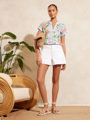 Love & Roses Blue Jersey V Neck Short Sleeve T-Shirt - Image 4 of 4