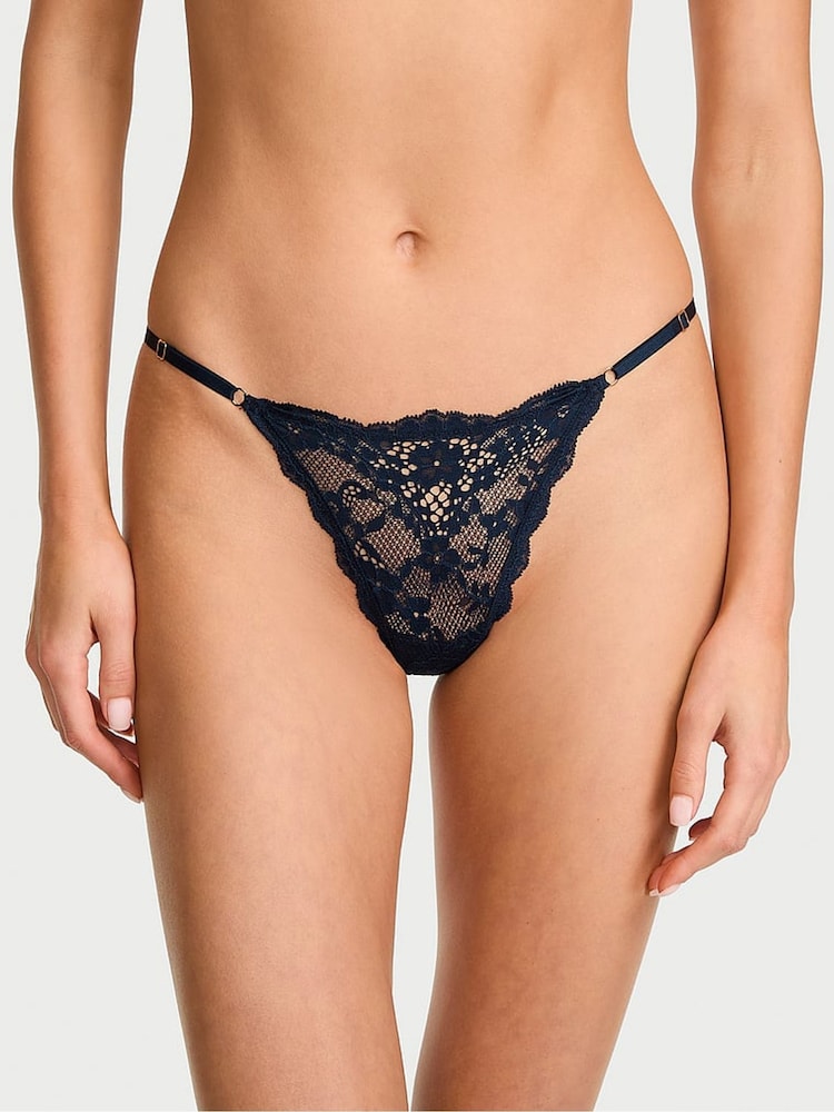 Victoria's Secret Noir Navy Blue G String Lace Knickers - Image 1 of 2
