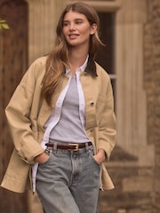 Butter Yellow Corduroy Collar Worker 100% Cotton Jacket - Image 1 of 8
