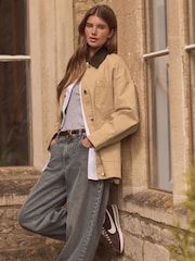 Butter Yellow Corduroy Collar Worker 100% Cotton Jacket - Image 3 of 8