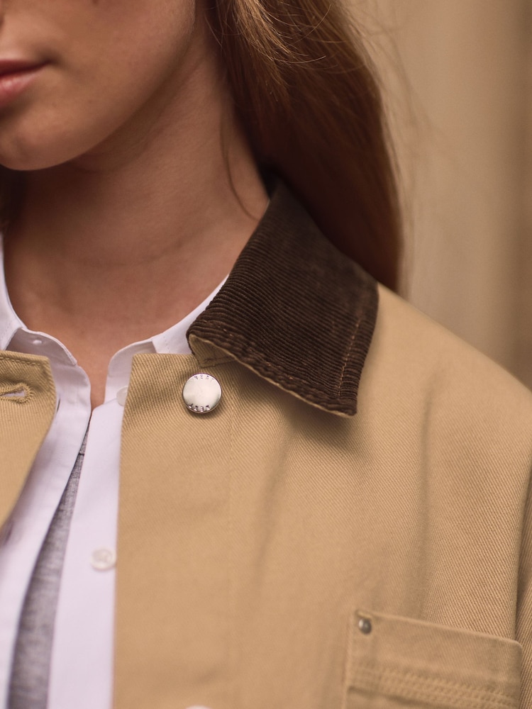 Butter Yellow Corduroy Collar Worker 100% Cotton Jacket - Image 5 of 8