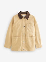 Butter Yellow Corduroy Collar Worker 100% Cotton Jacket - Image 6 of 8