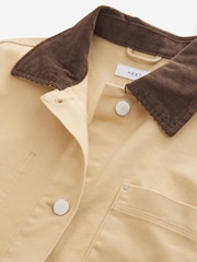 Butter Yellow Corduroy Collar Worker 100% Cotton Jacket - Image 7 of 8