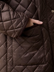 Chocolate Brown Longline Heritage Quilted Jacket - Image 4 of 7