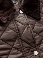 Chocolate Brown Longline Heritage Quilted Jacket - Image 6 of 7