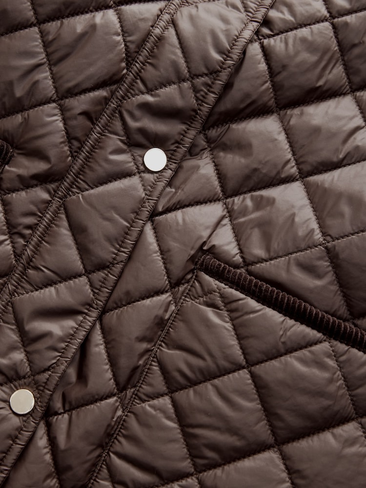 Chocolate Brown - Longline Heritage Quilted Jacket - Image 7 of 7 Chocolate Brown - Longline Heritage Quilted Jacket - Image 7 of 7