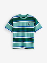 Blue/Green Relaxed Fit Stripe Heavyweight Short Sleeve T-Shirt (3-16yrs) - Image 1 of 4