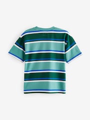 Blue/Green Relaxed Fit Stripe Heavyweight Short Sleeve T-Shirt (3-16yrs) - Image 2 of 4