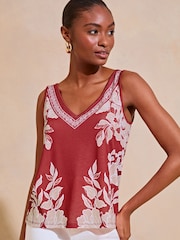 Lipsy Red V Neck Jersey Vest - Image 1 of 4