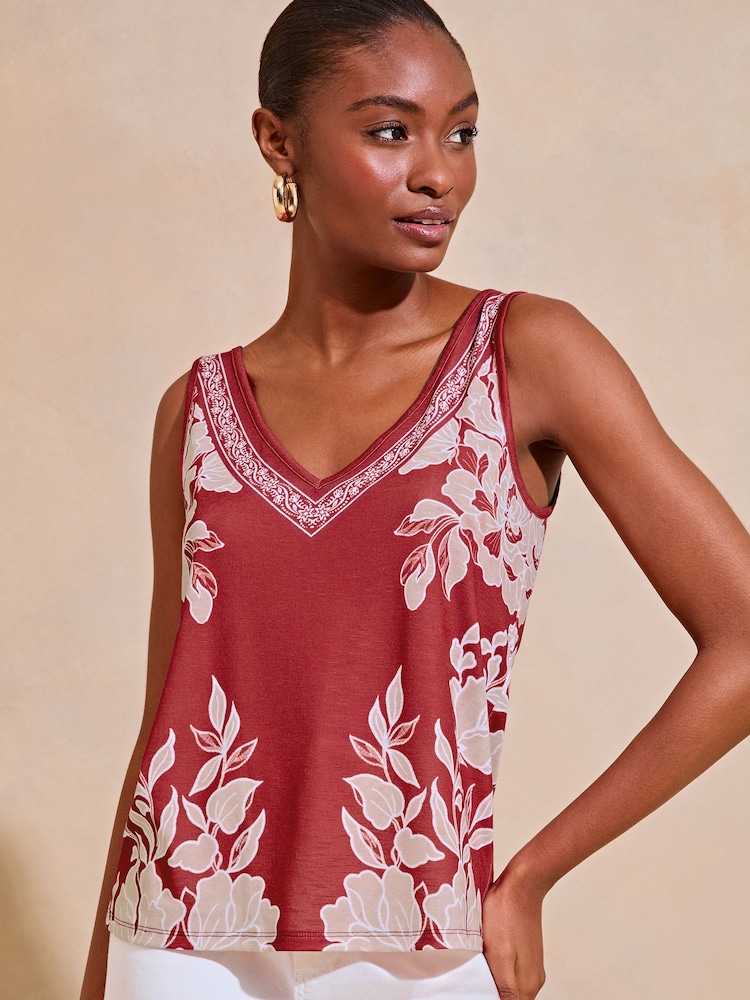 Lipsy Red V Neck Jersey Vest - Image 1 of 4