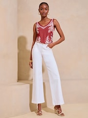 Lipsy Red V Neck Jersey Vest - Image 3 of 4
