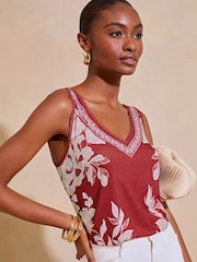 Lipsy Red V Neck Jersey Vest - Image 4 of 4