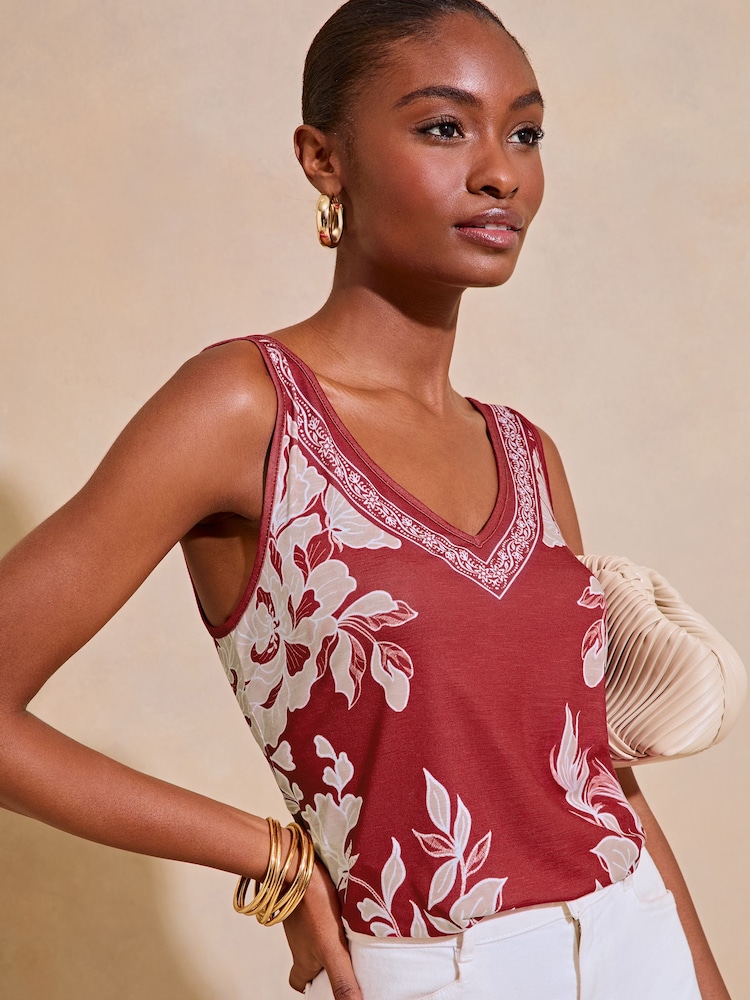 Lipsy Red V Neck Jersey Vest - Image 4 of 4