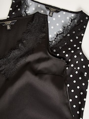 Lipsy Black/ Black and White Spot Multipack V Neck Lace Trim Vest - Image 6 of 6