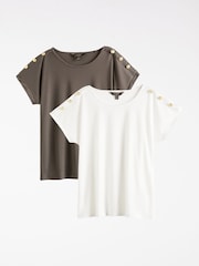 Lipsy White/ Grey Round Neck Tshirt Multipack - Image 6 of 7