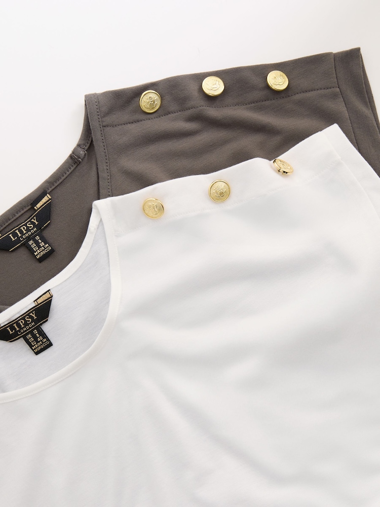 Lipsy White/ Grey Round Neck Tshirt Multipack - Image 7 of 7