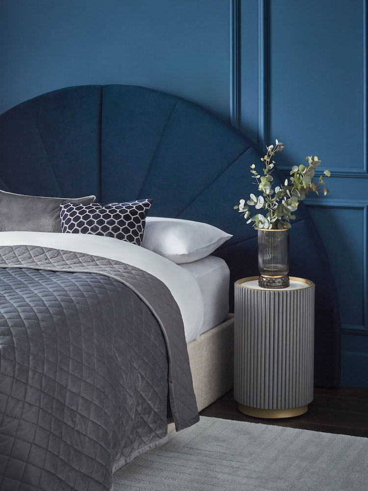 Soft Velvet Navy Savannah Upholstered Headboard - Image 1 of 6