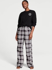 Victoria's Secret Black/Pink Xia Plaid Black Long Sleeve T-Shirt Flannel Pyjama Set - Image 1 of 1