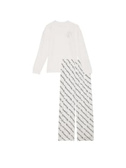 Victoria's Secret White Script Long Sleeve T-Shirt Flannel Pyjama Set - Image 3 of 4