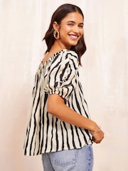 Friends Like These Black/White Off The Shoulder Shorts  Elasticated Top - Image 3 of 5