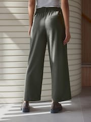 Olive Green Premium Wool Rich Wide Leg Trousers - Image 3 of 7