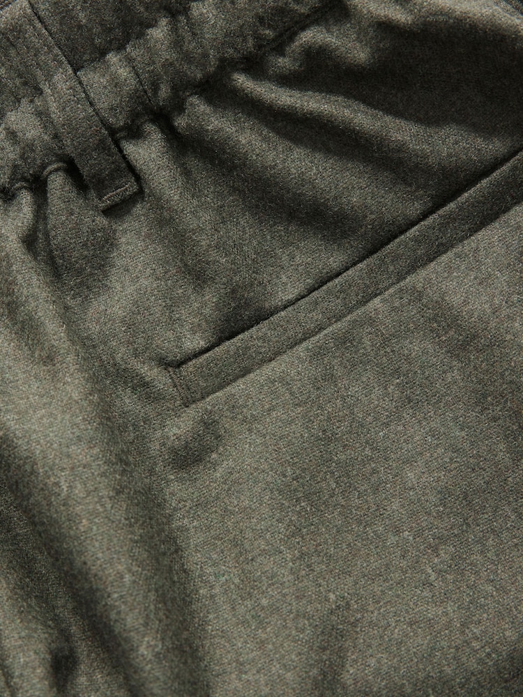 Olive Green Premium Wool Rich Wide Leg Trousers - Image 7 of 7
