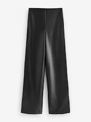 Black Faux Leather Smoothing Wide Leg Trousers - Image 5 of 7