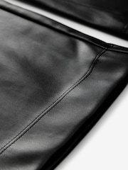 Black Faux Leather Smoothing Wide Leg Trousers - Image 6 of 7