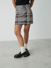 Red Check Mini Belted Ponte Skirt - Image 3 of 8