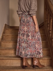 Boho Pink Printed Midi Skirt - Image 3 of 7