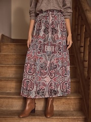 Boho Pink Printed Midi Skirt - Image 4 of 7