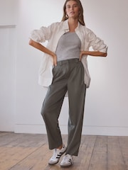 Olive Green Premium Wool Rich Tapered Trousers - Image 1 of 8