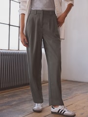 Olive Green Premium Wool Rich Tapered Trousers - Image 3 of 8