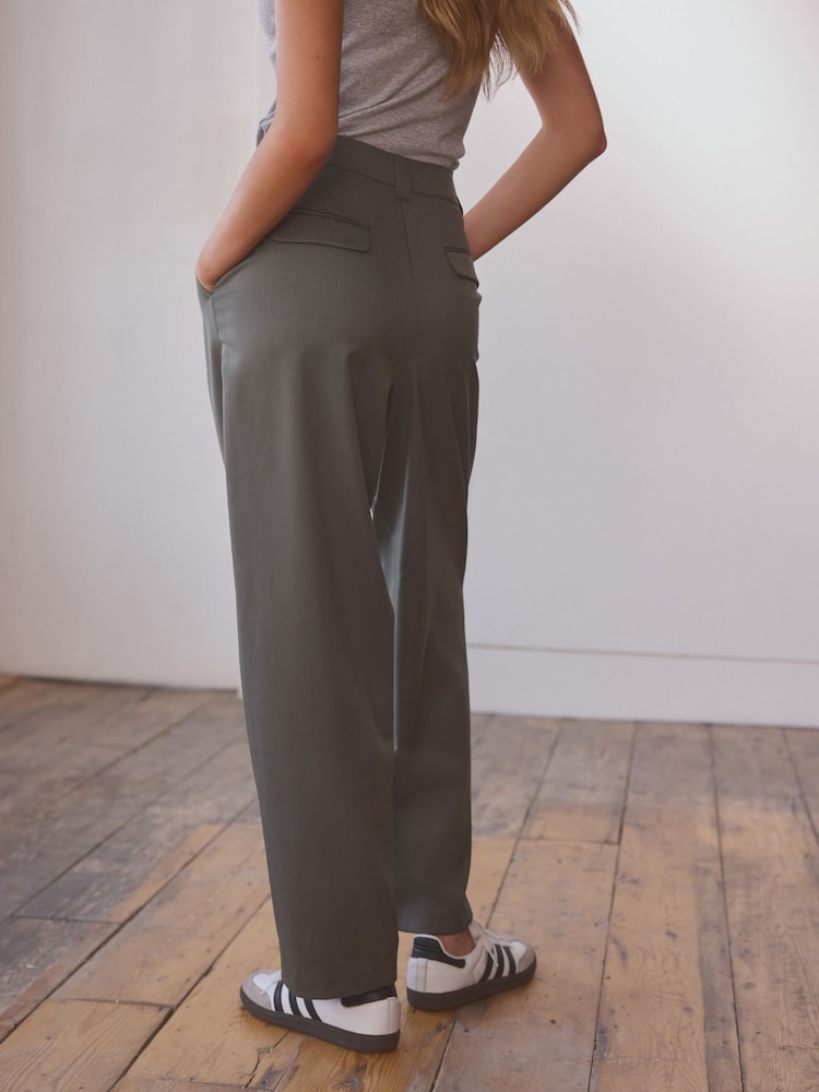 Olive Green Premium Wool Rich Tapered Trousers - Image 4 of 8