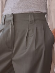 Olive Green Premium Wool Rich Tapered Trousers - Image 5 of 8