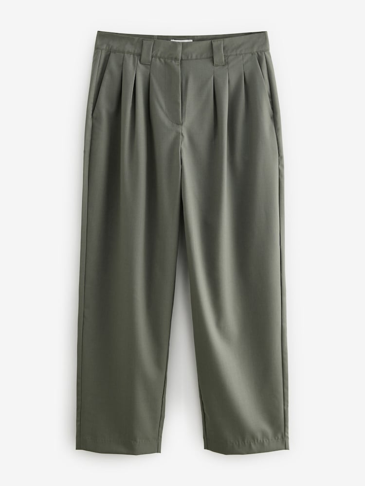Olive Green Premium Wool Rich Tapered Trousers - Image 6 of 8